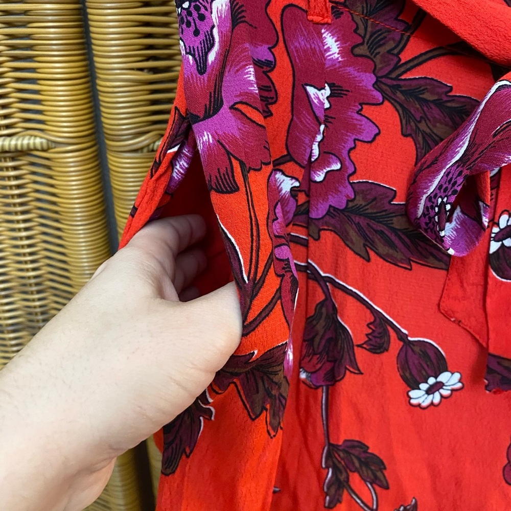 ETT:TWA ANTHROPOLOGIE flowy wide leg floral print flowy pants tie belt summer 8 - Picture 4 of 13
